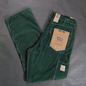 Levi's 568 Pants Men's 33x32 Green Corduroy Wide Wale Loose Carpenter Workwear